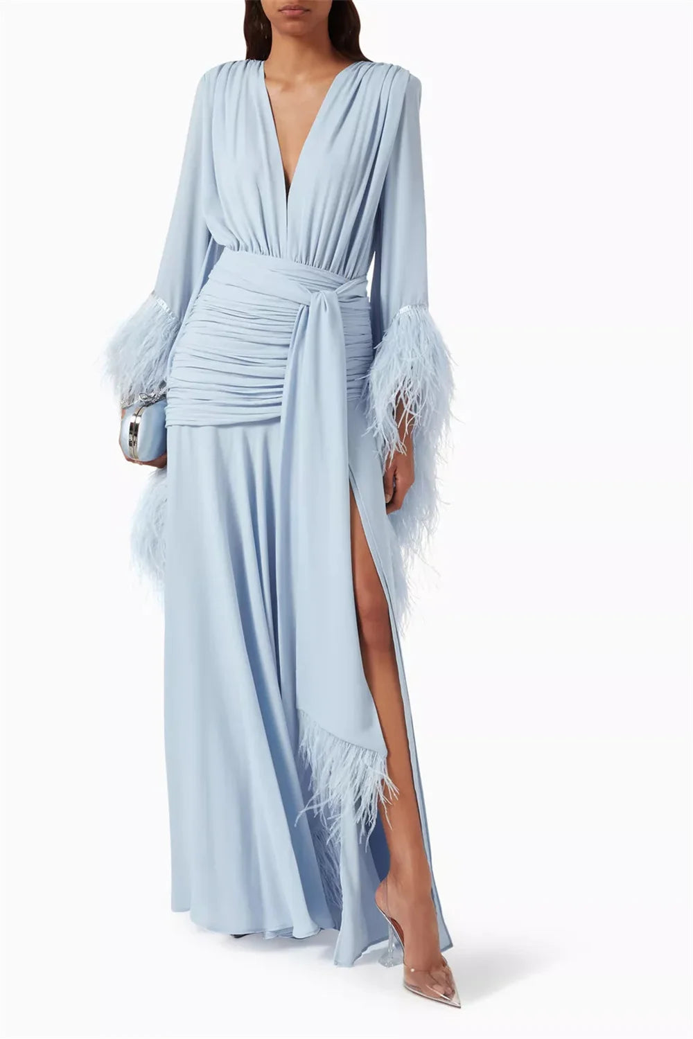 Slit Ruffle Prom Dress