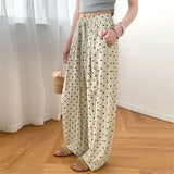 Linen Wide Leg Polka Dot Pants