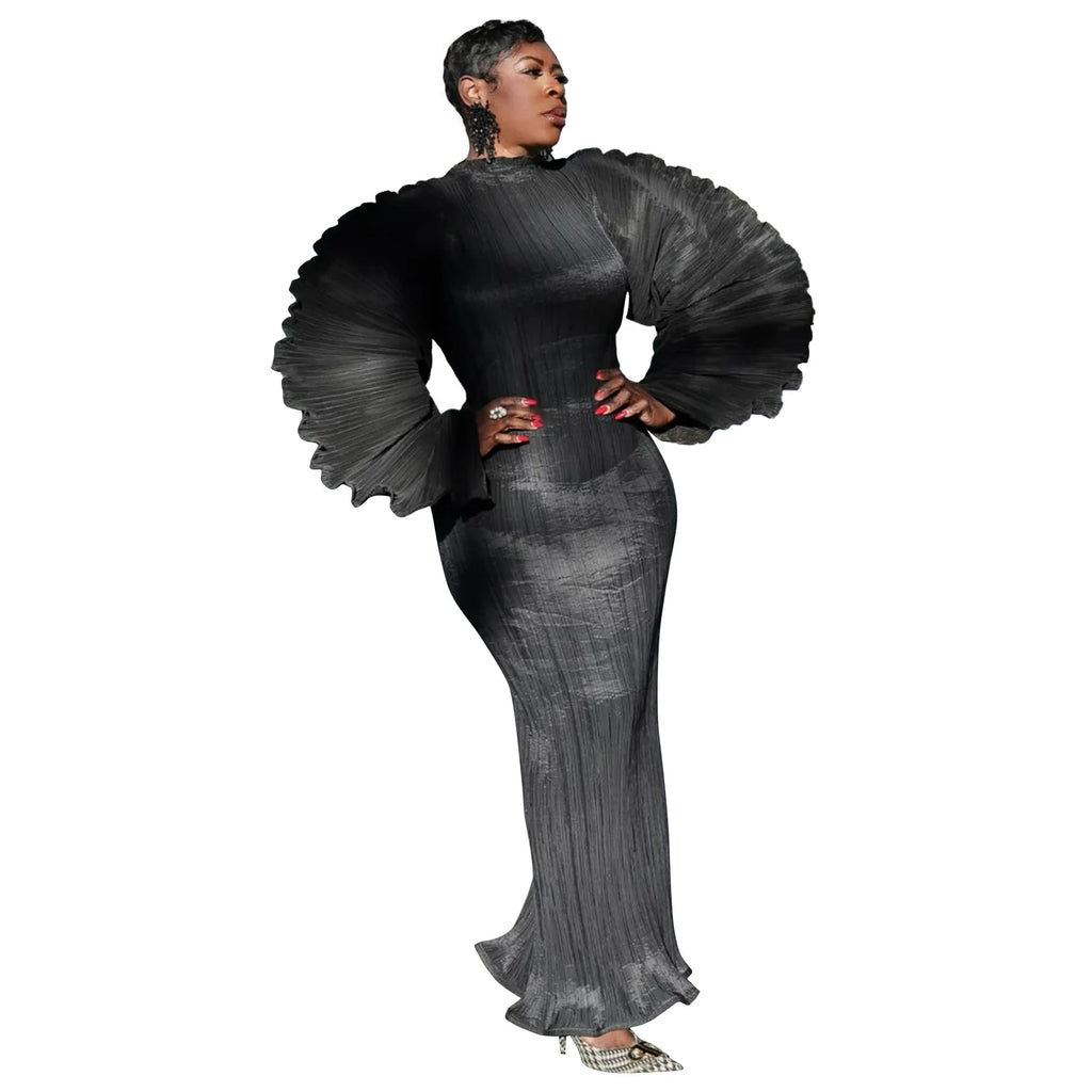 CurveKind™ Sculpted Puff-Sleeve Column Gown by Crystal Crystina, alternate view 6