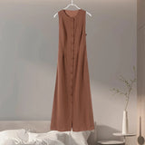 Elegant Sleeveless O-Neck Long Dress