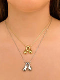 Gold Chunky Bubble Initial Letter Pendant Necklace