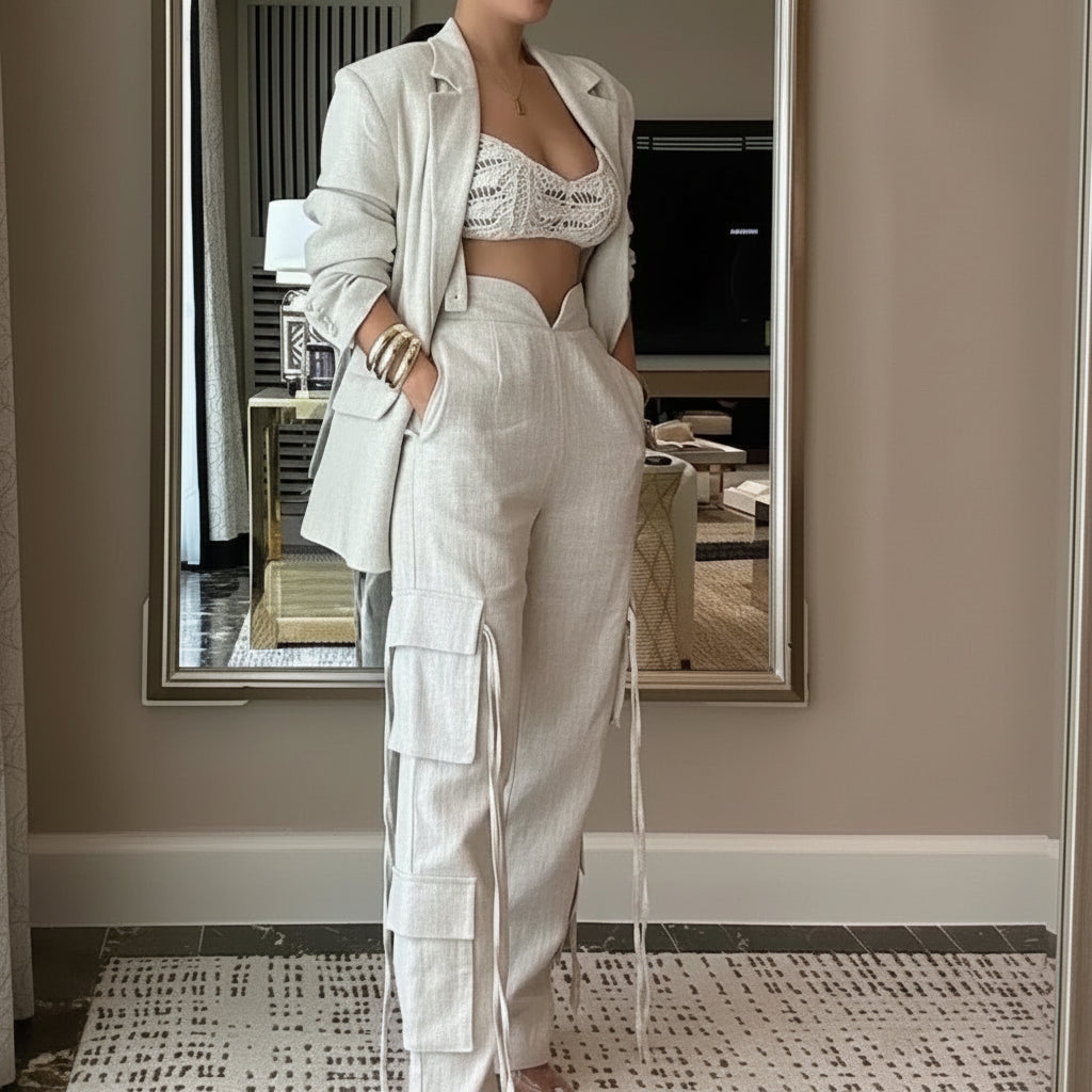 Blazer & Wide-Leg Pants Set