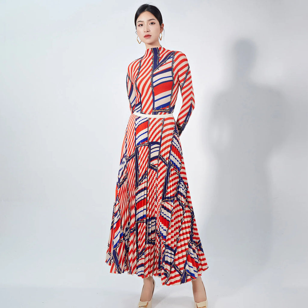 CurveKind™ Striped Turtleneck Two-Piece Maxi Set by Crystal Crystina, alternate view 2