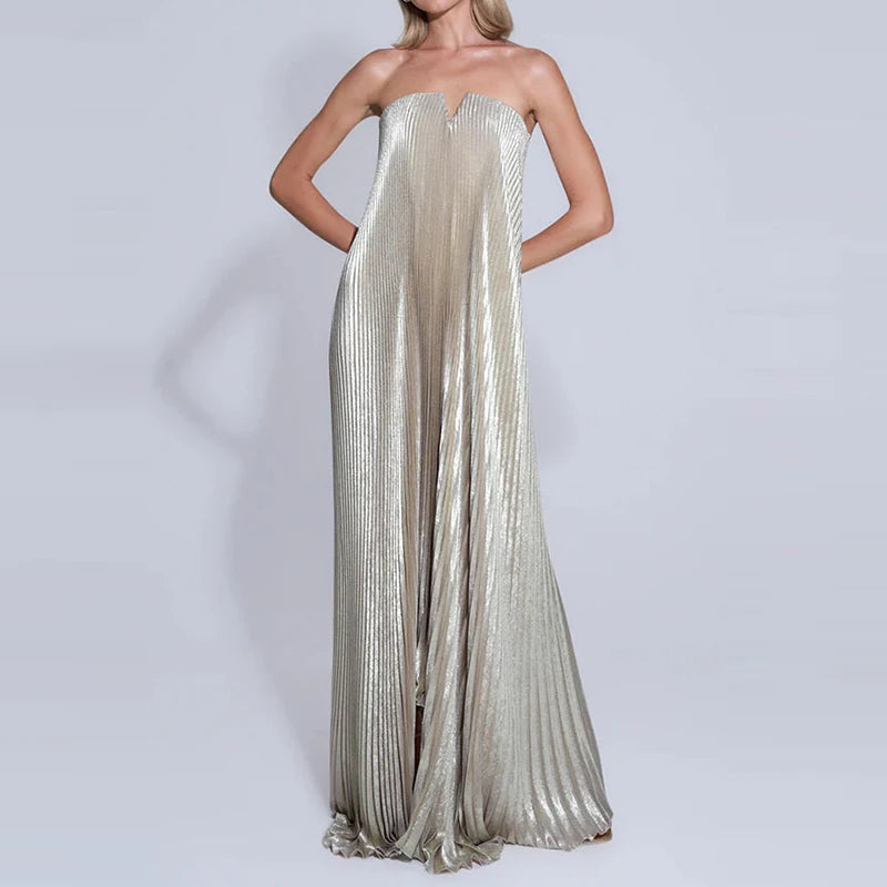 Sexy Backless High-Waist Folded Long Dress by Crystal Crystina, alternate view 2