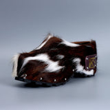 Handmade Studded Platform Fur Slippers