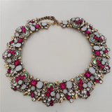 Crystal Rhinestone Collar Choker Necklace and Earrings