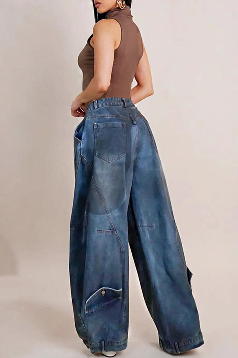 Washed Denim Jean Pant by Crystal Crystina, alternate view 5