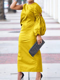 Ruched Side Split Maxi Bodycon Midi Dress