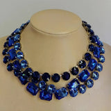 Luxury Dark Blue Glass Crystal Necklace