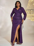 Eggplant Purple  Sequin Dress