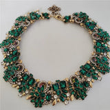Crystal Rhinestone Collar Choker Necklace and Earrings