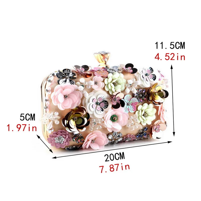 Diamonds Floral Embroidery HandBag by Crystal Crystina, alternate view 4