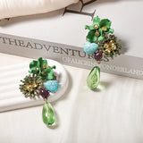 Floral Water Drop Long Earrings