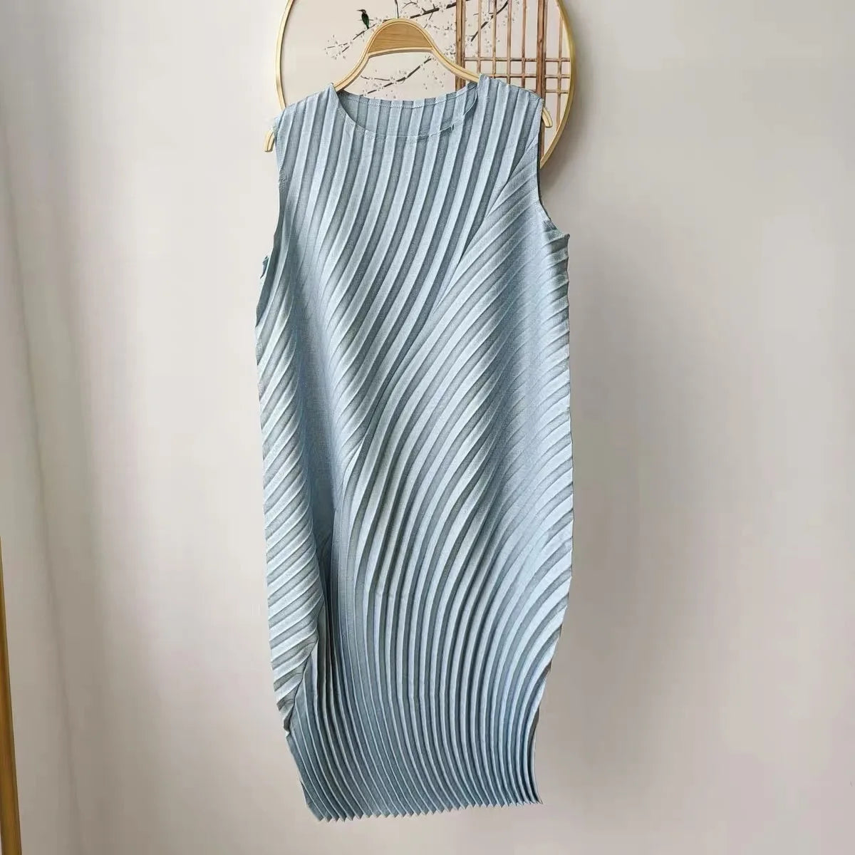 CurveKind™ Irregular Pleated Sleeveless Midi Dress by Crystal Crystina, alternate view 8