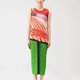 CurveKind™ Art Print Pleated Sleeveless Midi Dress