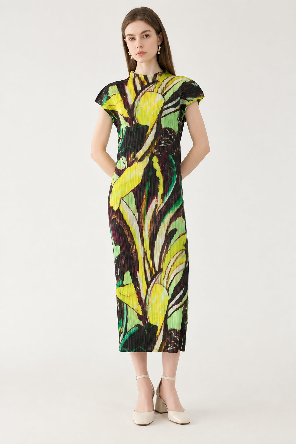 CurveKind™ Botanical Print Turtleneck Dress