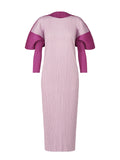 CurveKind™ Geometric Pleated Long-Sleeve Dress