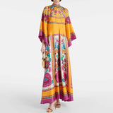 Chic Stand Collar Printed Long Sleeve High Waist Dress