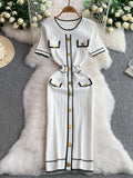 Knitted Slim Fit Button Dress