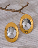 Tri-color Silver/Gold Stud Earrings