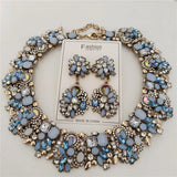 Crystal Rhinestone Collar Choker Necklace and Earrings