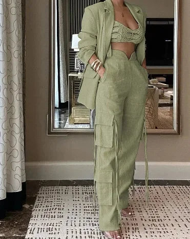 Blazer & Wide-Leg Pants Set by Crystal Crystina, alternate view 8