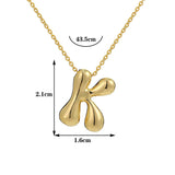 Gold Chunky Bubble Initial Letter Pendant Necklace