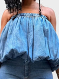 Denim Bandeau Top