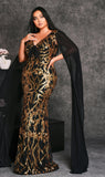 Sequin Maxi Dress - Black/Gold