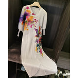 CurveKind™ Dragon Scale Pleated V-Neck Midi Dress