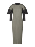 CurveKind™ Geometric Pleated Long-Sleeve Dress