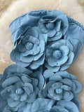 3D Flower Denim Mini Dress