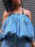 Denim Bandeau Top