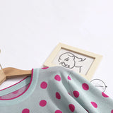 Polka Dot Two-piece Set - Short Sleeved T-shirt and High Waist Hip Split Bodycon Skirt