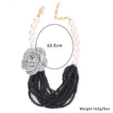 Pearl Necklace with Rose Pendant