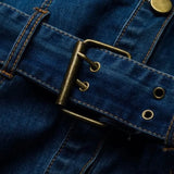 Button-Up Mid-Calf Denim Dress