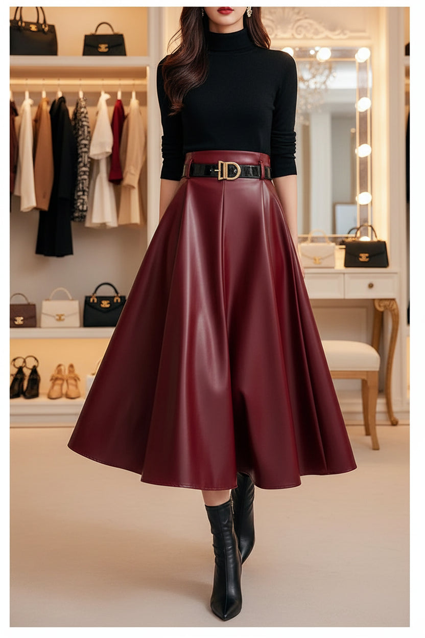 PU Leather Umbrella Skirt