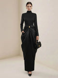 Draped Bodycon Maxi Dress