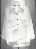 Double Pocket White Denim Design Shirt