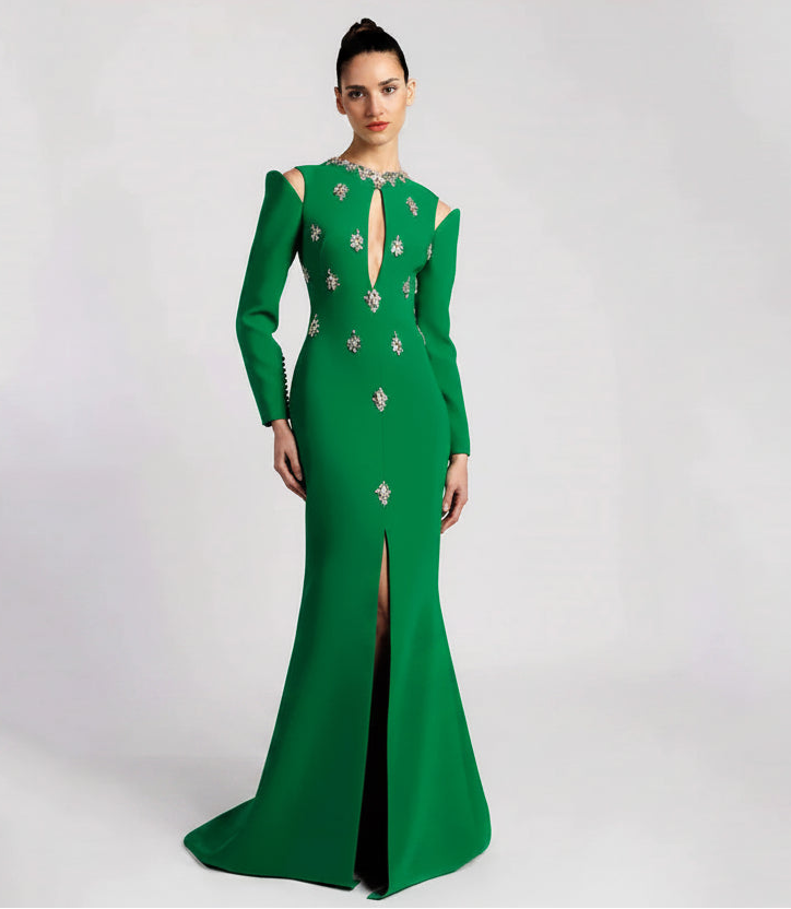 Slit Mermaid Party Gown by Crystal Crystina, primary view