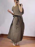 Two-piece Set - Sleeveless Top and Lace-up Design Skirt