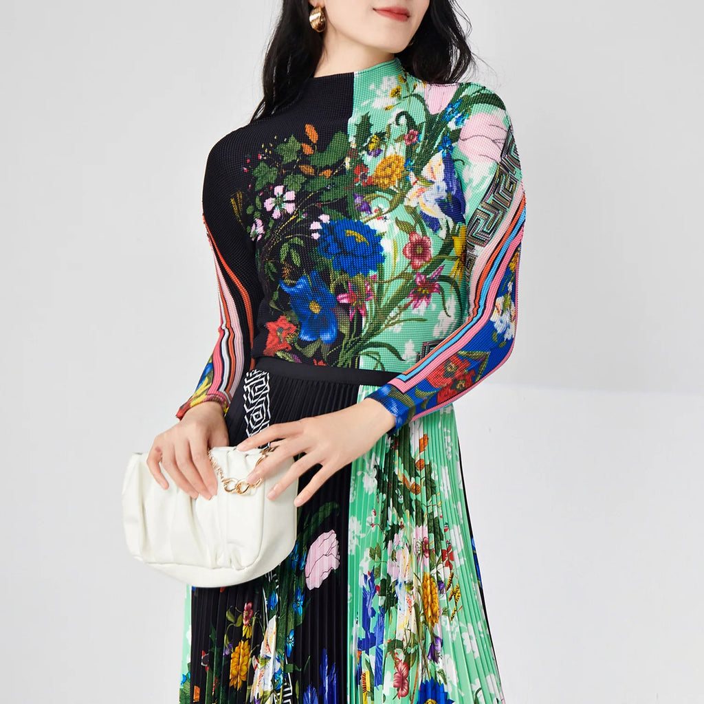 Pleated Midi Skirt Two-Piece Set