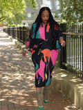 CurveKind™ Coral Red Pleated Batwing Evening Dress
