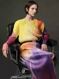CurveKind™ Pleated Long-Sleeve Two-Piece Skirt Set