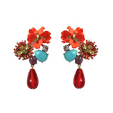 Floral Water Drop Long Earrings