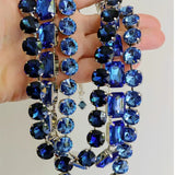 Luxury Dark Blue Glass Crystal Necklace