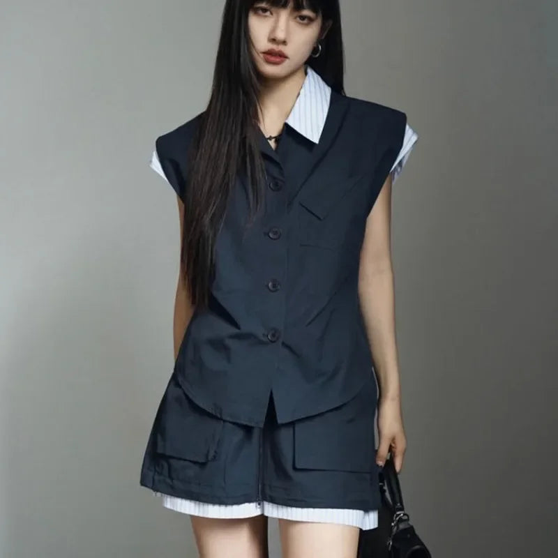 Neploe Two-Piece Top + High Waist Shorts
