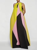 Color-Block Casual Maxi Dress for Women