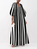 Striped Print Long Maxi Dress