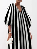 Striped Print Long Maxi Dress
